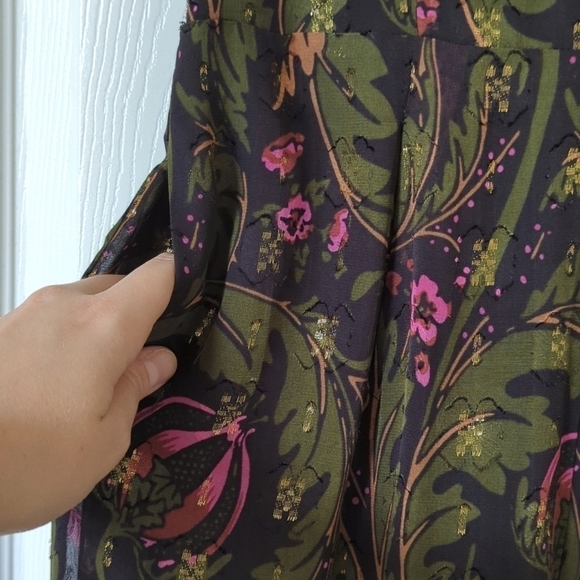 ett:twa by Anthropologie Brenda Boho Floral & Lurex Straight Wide Leg Jumpsuit 4 - Picture 8 of 15